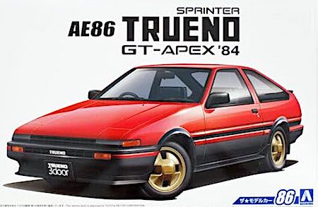Aoshima Toyota AE86 Sprinter Trueno GT Apex ’84 1:24 Scale Model Kit