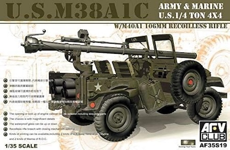 afv club M38A1C US Military jeep Truck M40A Recoil  Gun Mounted Plastic Model